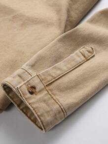 Manfinity Homme Men's Workwear Denim Shirt With Pockets - Khaki - View 5