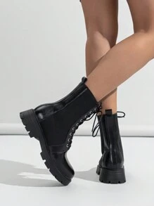 女式新款潮流切爾西靴,帶飾紐穿梭於秋冬 - 黑色 - 查看 6