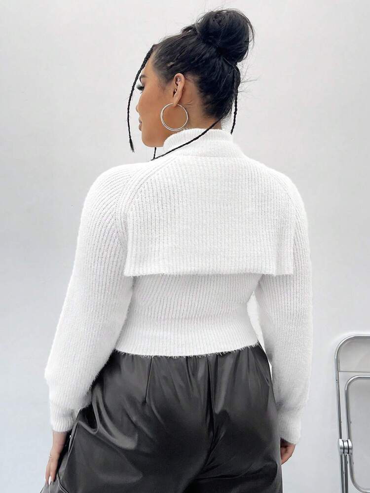 Plus Size High Neck Hollow Out Sweater