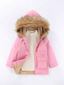SHEIN Cô gái ( Nhỏ bé ) Áo trùm đầu Với Vòng cổ - Hồng - Xem 8