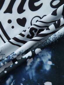 SHEIN LUNE Áo thun in khẩu hiệu Tie Dye Graphic Tee Áo thun in hình phụ nữ - Màu xanh bụi bặm - Xem 6