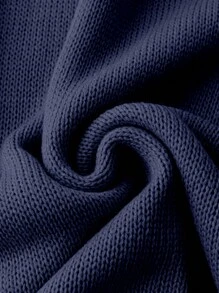 SHEIN Clasi Của phụ nữ Kích thước lớn Cổ chữ V Đầm Áo len - Xanh đậm - Xem 4