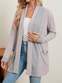 EMERY ROSE 女士色塊常規版型夾克,附口袋和開口式前襟 - 淺灰紫 - 查看 5