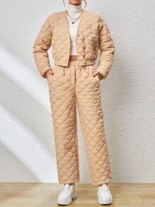 SHEIN Essnce 女裝落肩夾克和褲子套裝