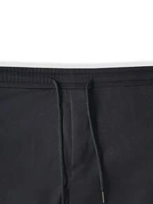 Manfinity Homme Men's Pocket Design Pants Straight Leg Cargo Color Block Going Out Boyfriend Gift - Black - View 4