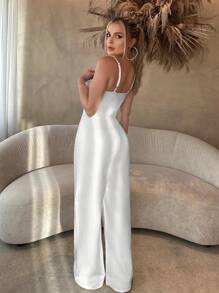 SHEIN SXY 鑽石細節胸衣牛仔襯衫連身褲