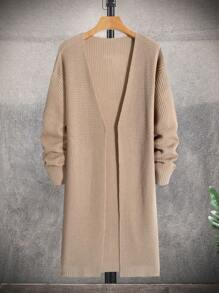 Manfinity Homme Men's Solid Color Simple Daily Cardigan - Apricot - View 1