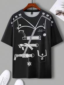 Manfinity EMRG Nam Ngôi sao In Áo thun - màu đen - Xem 2