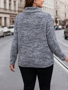 SHEIN LUNE Hơn Thuốc nhuộm Không gian Áo cao cổ Áo thun - Xám - Xem 2