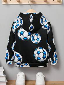 SHEIN 小男孩足球印花卫衣 - 黑與白 - 查看 2