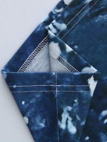 SHEIN LUNE Áo thun in khẩu hiệu Tie Dye Graphic Tee Áo thun in hình phụ nữ - Màu xanh bụi bặm - Xem 8