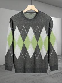 Manfinity Hypemode Men Argyle Pattern Sweater - Multicolor - View 5