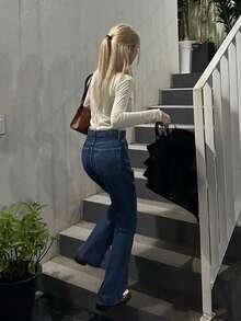 DAZY 萵苣邊長袖t卹 - 黃色 - 查看 2