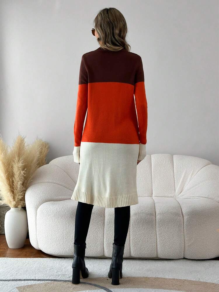 Women's Color Block Button Front Cardigan