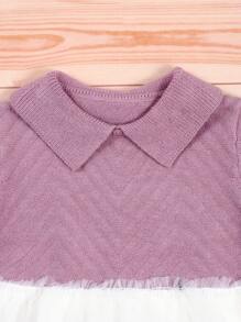 Baby Girls' Contrast Mesh Knit Sweater Dress - Purple - View 3