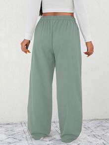 SHEIN Cottnline Pantalones De Talla Grande Con Bolsillos Inclinados - verde menta - Ver 2