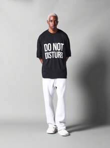 SUMWON Oversized Fit Tee With Front Graphic Print - Black - View 4