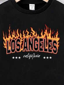 Boys' (little) Pullover Sweatshirt With Text Graphic - Black - View 4