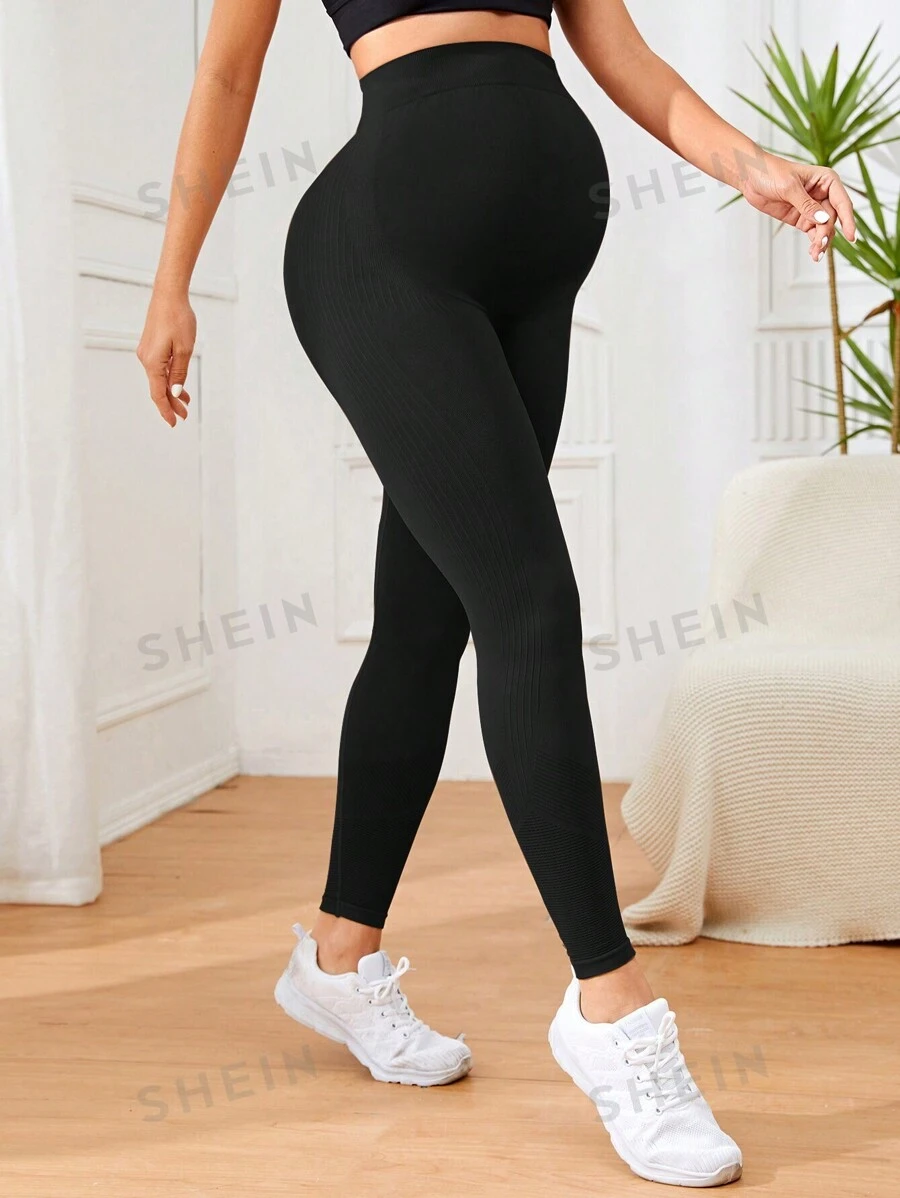 Leggings Sólidos De Cintura Alta De Maternidad