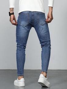 Manfinity LEGND Hombres Jeans ajustados desgarro con lavado