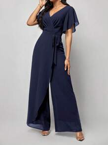 SHEIN Clasi Women's Butterfly Sleeve Wide Leg Jumpsuit