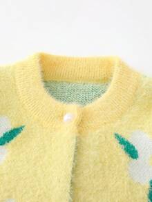 SHEIN 女孩花卉印花開襟毛衣(兒童)