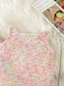 3pcs/Set Baby Girls' Elegant & Chic Gradient Knit Outfit For Autumn/Winter - Pink - View 8