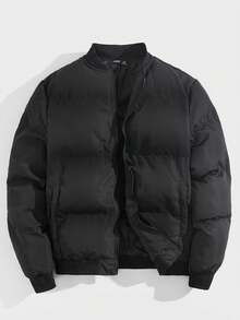 SWAVVY Áo khoác đệm cổ bóng chày túi xéo cho nam - màu đen - Xem 3