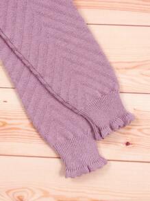 Baby Girls' Contrast Mesh Knit Sweater Dress - Purple - View 4