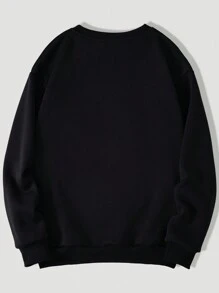 INAWLY Women's Thermal Lined Sweatshirt With Printed Slogan Or Character - Black - View 2