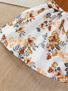 SHEIN Hàng mới đến Bé gái Dệt kim Áo In hoa Ánh sáng Và Thoáng khí Đầm Chất liệu Với thắt lưng , Mùa hè - Nhiều màu - Xem 6