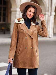 SHEIN Clasi Vrouwen Random kraag Dubbel Rijn Knoppen Normale Fit Jas