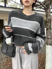 DAZY Của phụ nữ Khối màu Quần skinny Áo len - Màu xám đen - Xem 1