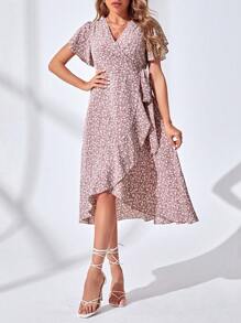 Breezaya 女款花卉裹身繫帶連身裙 - 彩色 - 查看 7