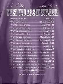 SHEIN EZwear Women's Purple Printed Sweatshirt - Lilac Purple - View 6