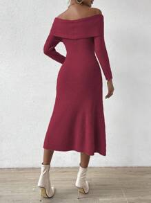 Chiquease Twist Front A-Line Sweater Dress - Hot Pink - View 2