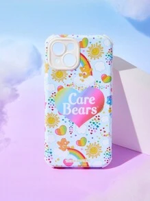 ROMWE X Care Bears Printed Dual Layer Phone Case With Tempered Glass Screen Protector (Compatible With Iphone) - Multicolor - View 2