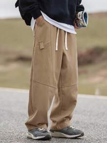 Manfinity Hypemode Nam Eo dây rút Dài Quần - Màu Khaki - Xem 8