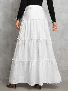 SHEIN Tall 荷葉邊schiffy裙 - 白色 - 查看 2