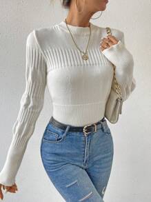 SHEIN LUNE Suéter De Mujer De Un Solo Color - Albaricoque - Ver 6