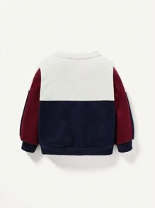Cozy Pixies Baby Boy Colorblock Slogan Graphic Sweatshirt - Apricot - View 2