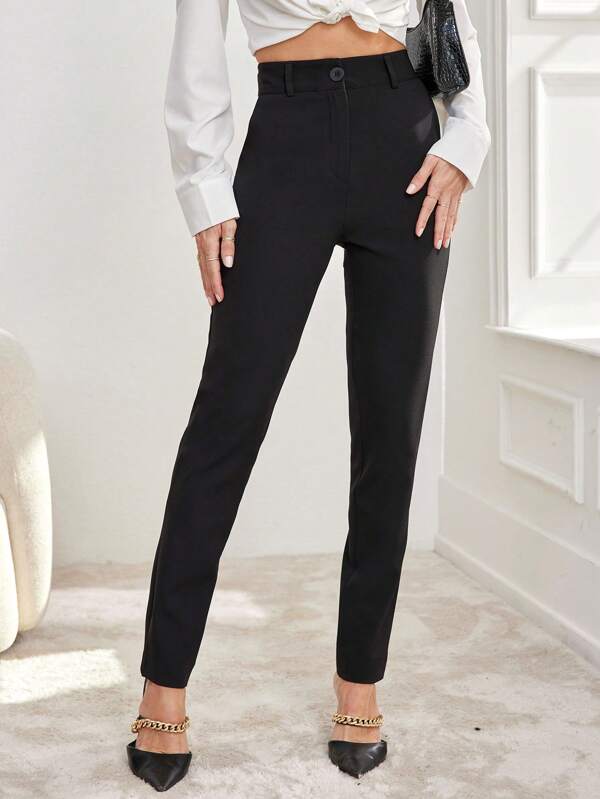 RueChic High Waisted Skinny Suit Pants