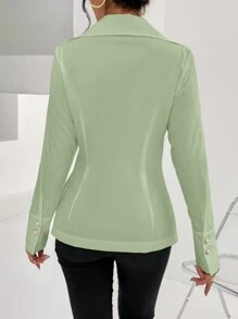 SHEIN Privé Camisa De Mujer Con Volantes - Verde - Ver 2