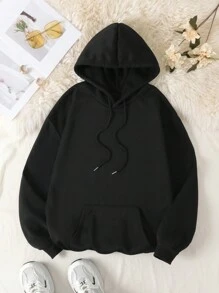 SHEIN EZwear Slogan In Hoodie - màu đen - Xem 2