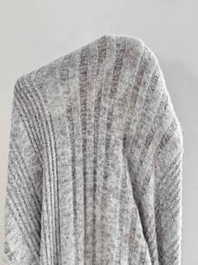 VaVaBold V領落肩羅紋針織上衣+緊身褲兩件套