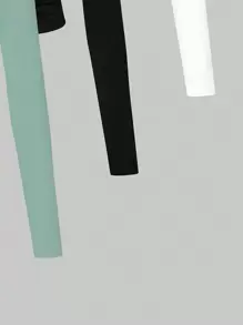 SHEIN LUNE Ladies' 3pcs/set Solid Color Long Sleeve T-shirts - Mint Green - View 3