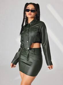 Lunelith SHEIN Lunessa Ladies Fashion Solid Color Asymmetric Hem Cut Short Jacket For Autumn Fall Cloth For Women