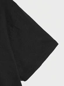 Manfinity Homme Men's Round Neck Short Sleeve Casual T-Shirt, Versatile For Summer - Black - View 5