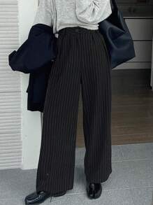 FRIFUL Women's Striped Trousers - Black - View 6