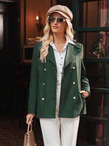 Aveloria Lapel Neck Double Breasted Overcoat Fall Cloth For Women